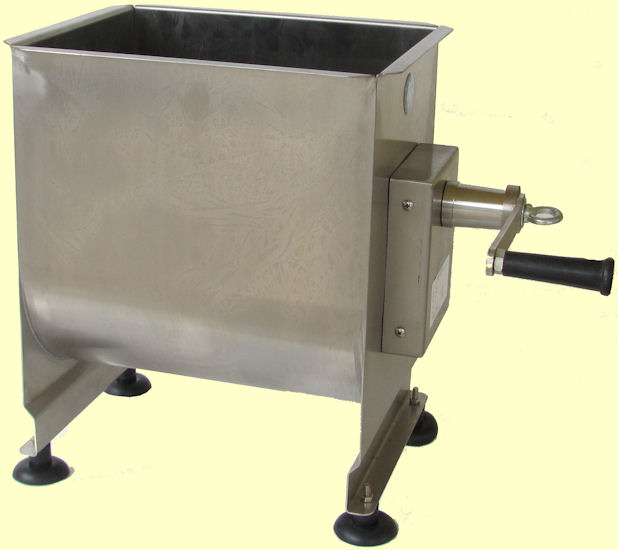 Commercial meat mixer with handle manual drive